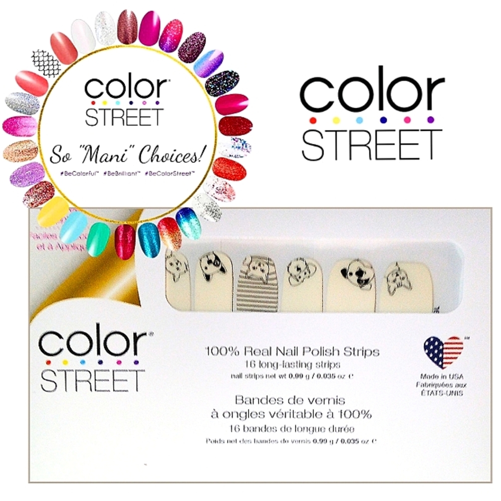 Color Street Pet Friends Furever 1 Set Cat & Dog Graphic Black White Clear Top